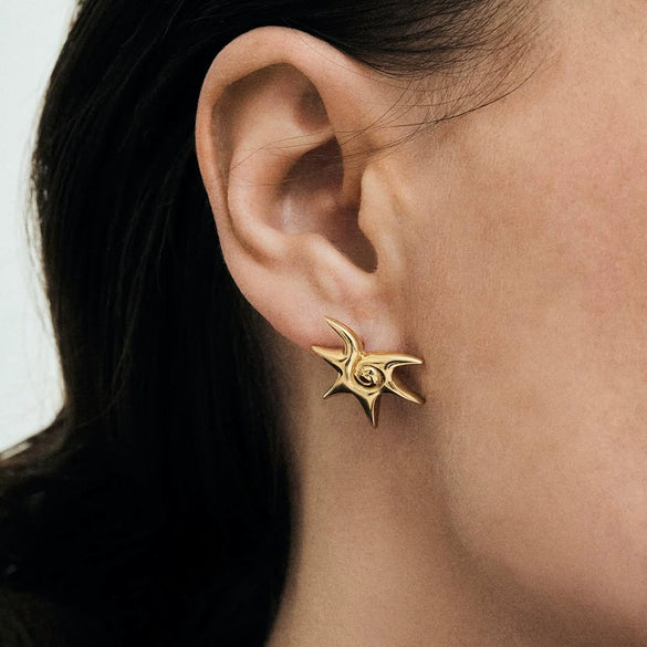 Stainless Steel Geometric Star Earrings Electroplated Women's Jewelry Light Luxury Highend