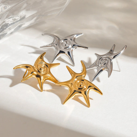 Stainless Steel Geometric Star Earrings Electroplated Women's Jewelry Light Luxury Highend