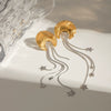 Stainless Steel Geometric Star Moon Tassel Earrings Electroplating For Women