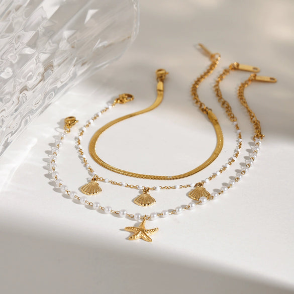 Stainless Steel Geometric Star Pattern Electroplated Women's Minimalist Bracelet