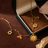 Stainless Steel Geometric Star Rainbow Pendant Necklace With Vacuum Plated 18K Gold Color