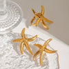 Stainless Steel Geometric Starfish And Fivepointed Star Electroplated Earrings