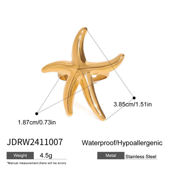 Stainless Steel Geometric Starfish And Fivepointed Star Electroplated Earrings