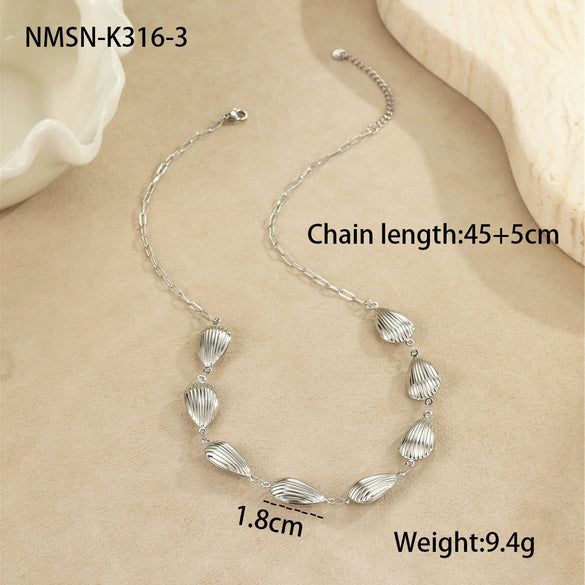 Stainless Steel Geometric Starfish Shell Pendant Necklace Electroplated Fashion Style Women's