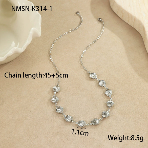 Stainless Steel Geometric Starfish Shell Pendant Necklace Electroplated Fashion Style Women's