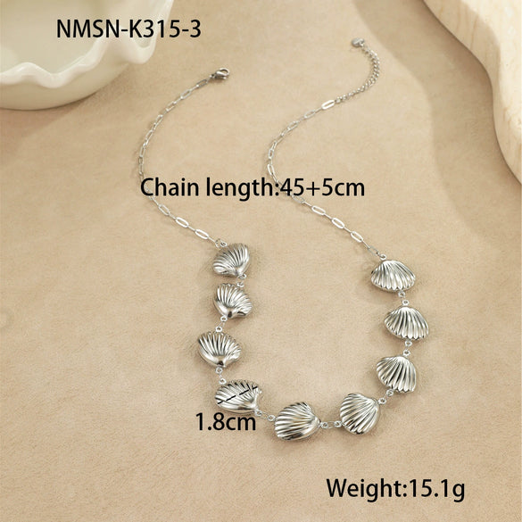 Stainless Steel Geometric Starfish Shell Pendant Necklace Electroplated Fashion Style Women's