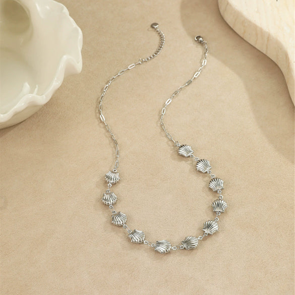 Stainless Steel Geometric Starfish Shell Pendant Necklace Electroplated Fashion Style Women's
