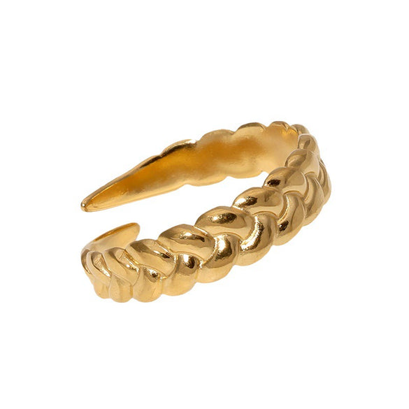 Stainless Steel Geometric Style Adjustable Ring For Women With 18K Gold Plated Electroplating