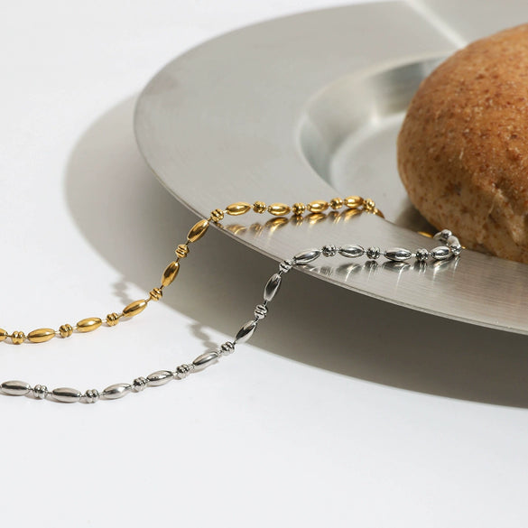 Stainless Steel Geometric Style Ball Chain Bracelet With Electroplating Design