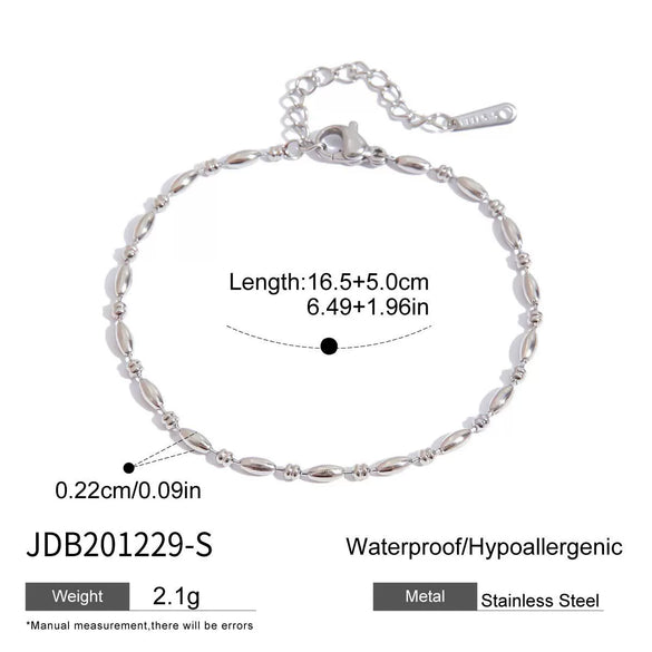 Stainless Steel Geometric Style Ball Chain Bracelet With Electroplating Design