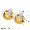Stainless Steel Geometric Style Earrings Inlaid With Zircon For Women