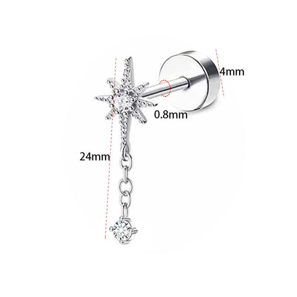 Stainless Steel Geometric Style Earrings Set With Diamonds