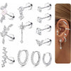 Stainless Steel Geometric Style Earrings Set With Diamonds