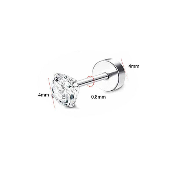 Stainless Steel Geometric Style Earrings Set With Diamonds