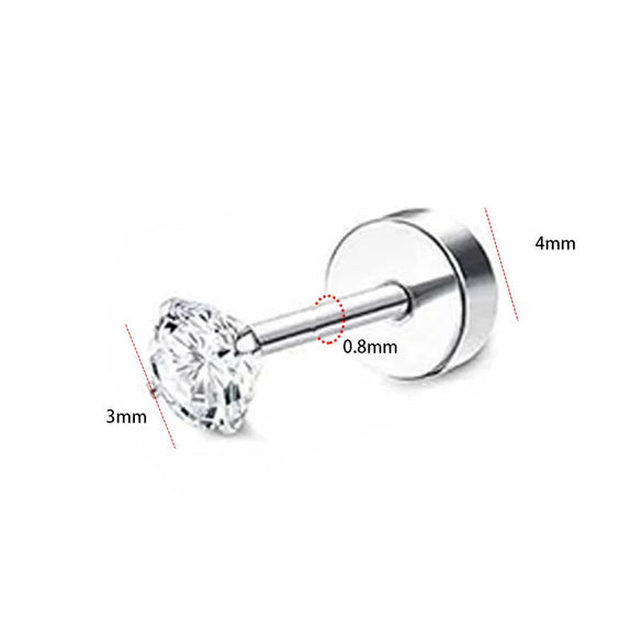 Stainless Steel Geometric Style Earrings Set With Diamonds