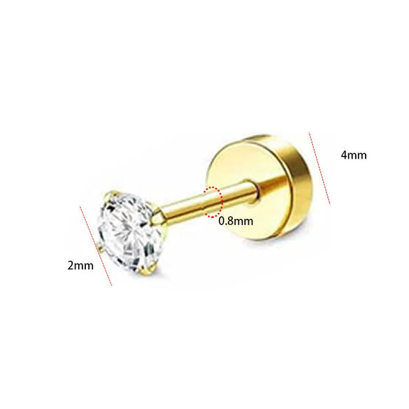 Stainless Steel Geometric Style Earrings Set With Diamonds