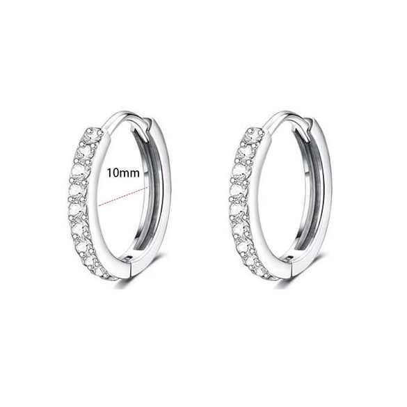 Stainless Steel Geometric Style Earrings Set With Diamonds