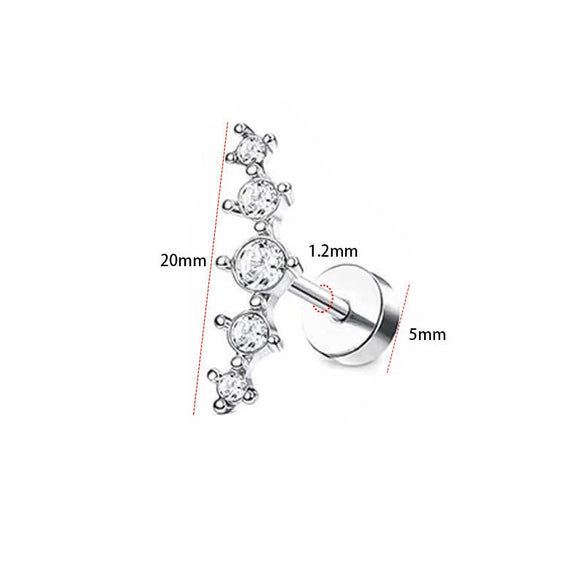 Stainless Steel Geometric Style Earrings Set With Diamonds