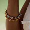 Stainless Steel Geometric Style Electroplated Bead Chain Bracelet For Women
