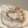 Stainless Steel Geometric Style Electroplated Bead Chain Bracelet For Women