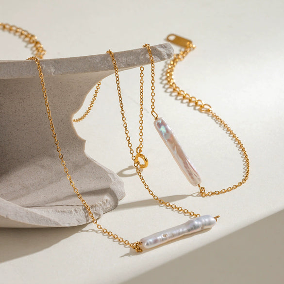 Stainless Steel Geometric Style Electroplated Bracelet Necklace Combination Jewelry