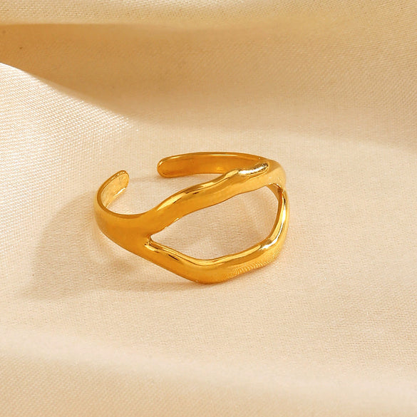 Stainless Steel Geometric Style Electroplated Lip Ring For Women