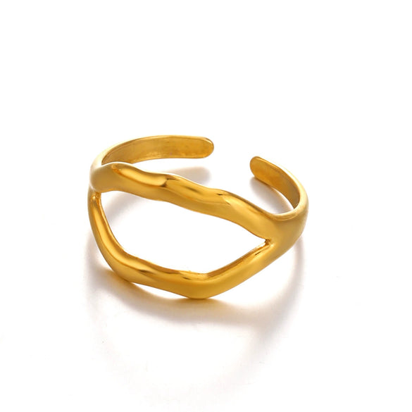 Stainless Steel Geometric Style Electroplated Lip Ring For Women