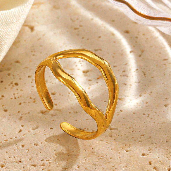 Stainless Steel Geometric Style Electroplated Lip Ring For Women