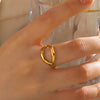 Stainless Steel Geometric Style Electroplated Lip Ring For Women