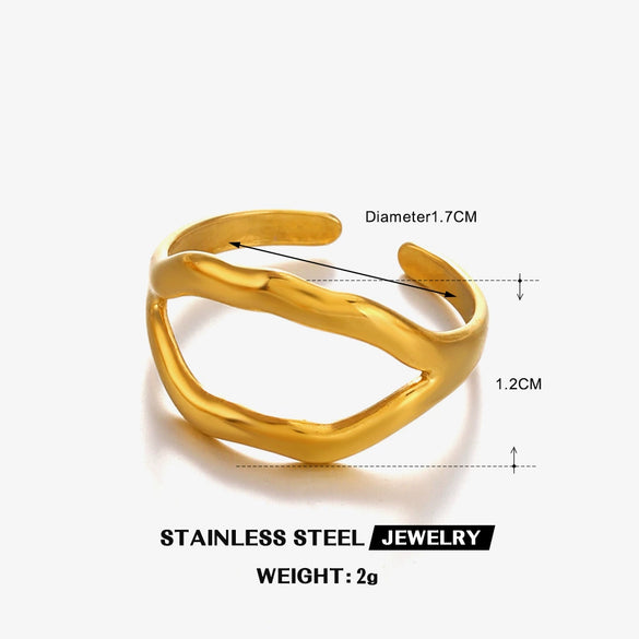 Stainless Steel Geometric Style Electroplated Lip Ring For Women