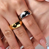 Stainless Steel Geometric Style Electroplated Ring For Men And Women