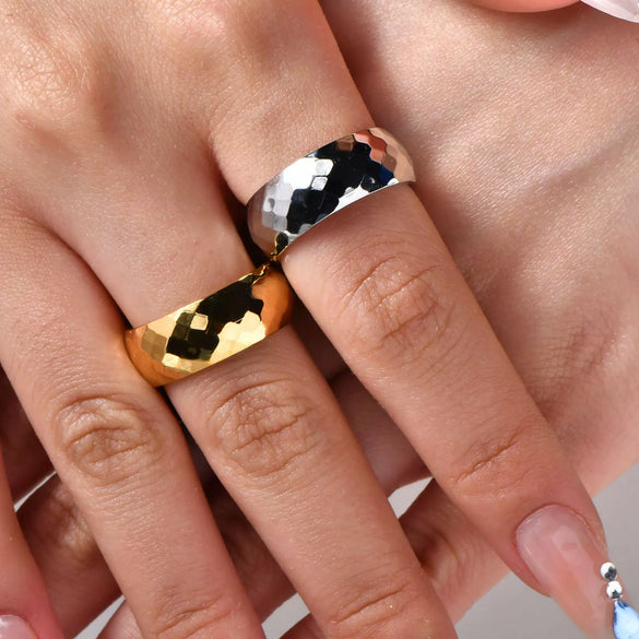 Stainless Steel Geometric Style Electroplated Ring For Men And Women