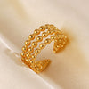 Stainless Steel Geometric Style Electroplated Women's Round Bead Ring