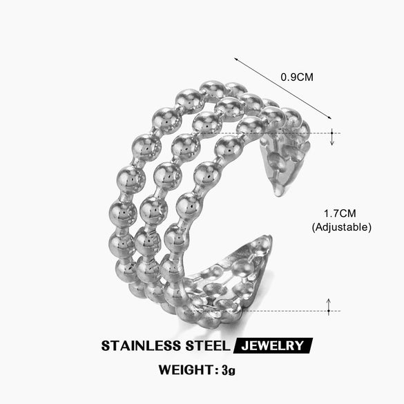 Stainless Steel Geometric Style Electroplated Women's Round Bead Ring
