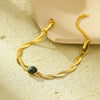 Stainless Steel Geometric Style Electroplating Snake Chain Woven Natural Stone Bracelet For Women