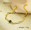 Stainless Steel Geometric Style Electroplating Snake Chain Woven Natural Stone Bracelet For Women