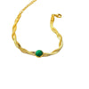 Stainless Steel Geometric Style Electroplating Snake Chain Woven Natural Stone Bracelet For Women