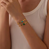 Stainless Steel Geometric Style Electroplating Snake Chain Woven Natural Stone Bracelet For Women