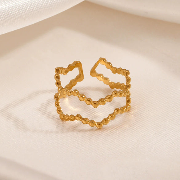 Stainless Steel Geometric Style Ins Ring 18K Goldplated