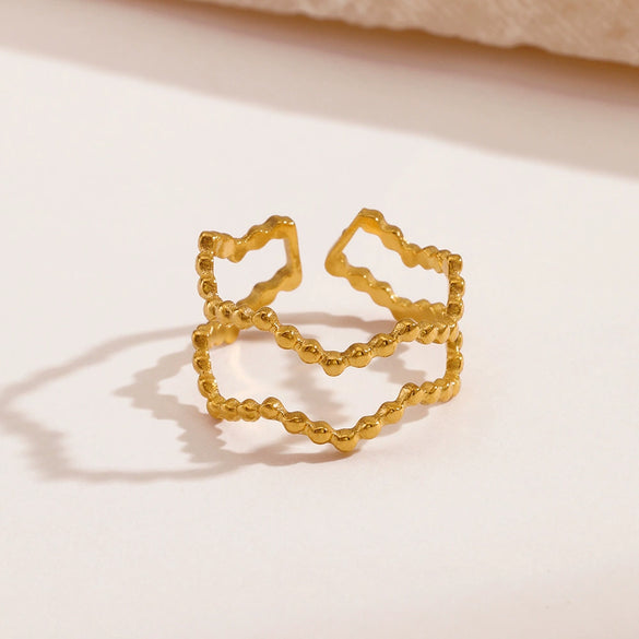 Stainless Steel Geometric Style Ins Ring 18K Goldplated