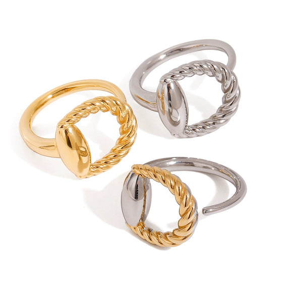 Stainless Steel Geometric Style Ring And Bracelet Jewelry With Electroplating