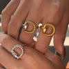 Stainless Steel Geometric Style Ring And Bracelet Jewelry With Electroplating