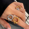 Stainless Steel Geometric Style Ring And Bracelet Jewelry With Electroplating