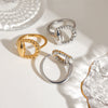 Stainless Steel Geometric Style Ring And Bracelet Jewelry With Electroplating