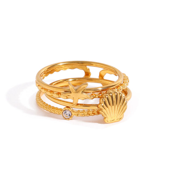 Stainless Steel Geometric Style Ring With Electroplating For Women