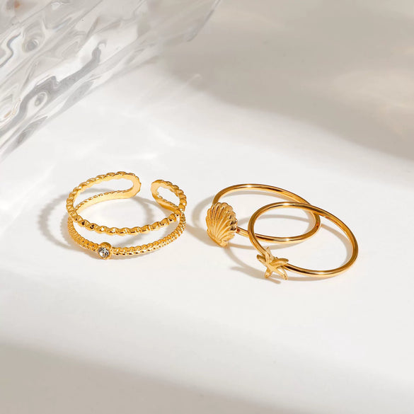 Stainless Steel Geometric Style Ring With Electroplating For Women