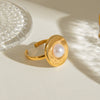 Stainless Steel Geometric Style Ring With Electroplating Treatment For Women