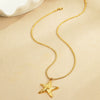 Stainless Steel Geometric Style Starfish Design Jewelry Hammer Pattern Twist Chain Earrings Necklace