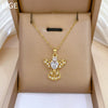 Stainless Steel Geometric Style Unisex Diamond Necklace With Copper Pendant