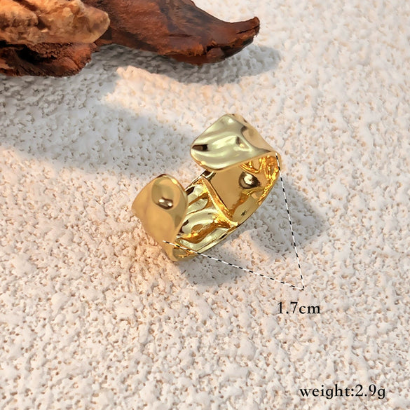 Stainless Steel Geometric Style Wide Finger Ring With Electroplating Treatment Niche Fashion Design Unisex